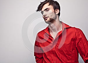 Elegant young handsome man. Studio fashion portrait.