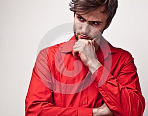 Elegant young handsome man. Studio fashion portrait.