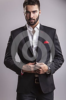 Elegant young handsome man. Studio fashion portrait.