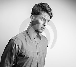 Elegant young handsome man. Studio fashion portrait.