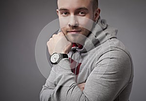 Elegant young handsome man. Studio fashion portrait.