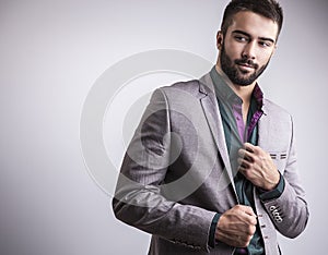 Elegant young handsome man. Studio fashion portrait.