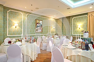 Elegantl hall with tables in a restaurant