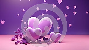 Elegantly arranged pink hearts. Heart as a symbol of affection and