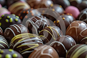 Elegantly Decorated Artisan Chocolate Truffles Close-Up