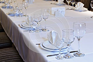 Elegantly decorated table in the restaurant