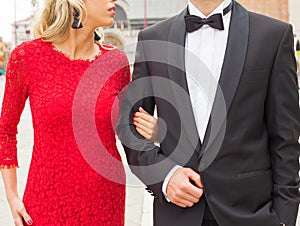 Elegantly dressed couple