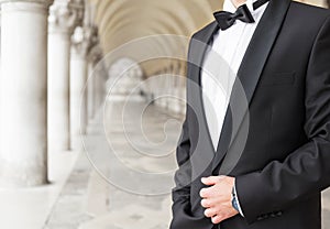 Elegantly dressed man in tuxedo