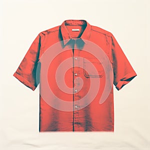 Elegantly Formal Red Shirt With Buttons - Digitally Enhanced Lomography Design