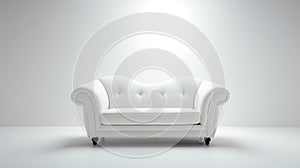 Elegantly Formal White Couch On Plain White Wall
