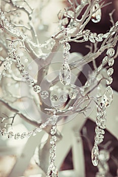 Elegantly tasteful decorated with crystals wedding decorate tree, summer, vintage, glamor