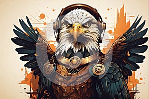 Elegantly Vintage Eagle Vector Illustration: Retro and Unique, Isolated Background