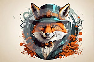 Elegantly Vintage Fox Vector Illustration: Retro and Unique, Isolated Background