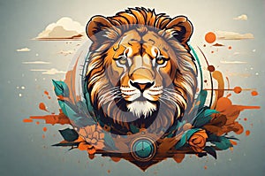 Elegantly Vintage Lion Vector Illustration: Retro and Unique, Isolated Background