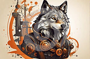 Elegantly Vintage Wolf Vector Illustration: Retro and Unique, Isolated Background