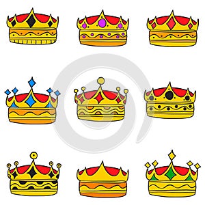 Elegent crown style doodle collection