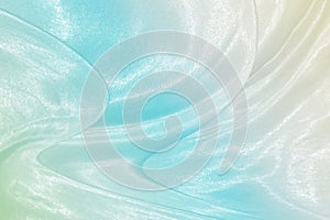 Elegrance soft fabric blue and yellow pastel background. Silky line curve shape fashion cloth abstract background with Beauty wave