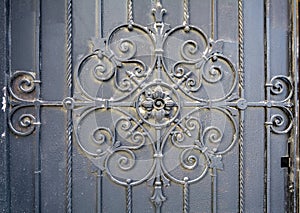 Element of architectural decor lattice, exterior. Metal wrought iron gate