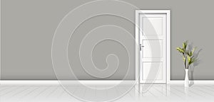 Element of architecture - vector background grey wall and closed white door