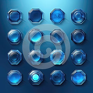 element blue glass button ai generated