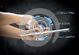 element Chat with AI, Artificial Intelligence. man using technology smart robot AI.