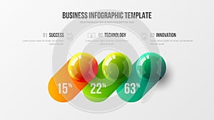 3 element company statistics infographic presentation vector template. photo