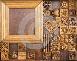 Element of decorative woodcarving , classical wooden decor elements
