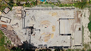 Element of house family construction site in Florida. Above top down shot of construction of a house