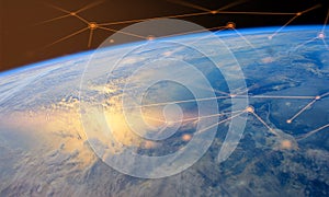 element of this images furnished by nasa, a global network of internet technology with digital web connection