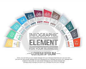 Element for infographic template stikers number option for web