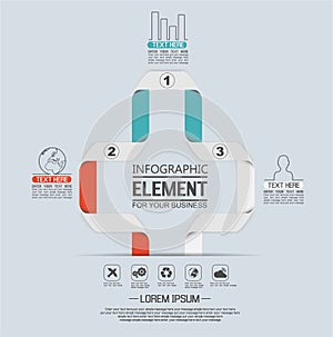 Element for infographic template stikers number option for web