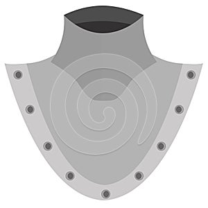 An element of knight`s armor to protect the neck and chest. Vector illustration on the theme of medieval armor