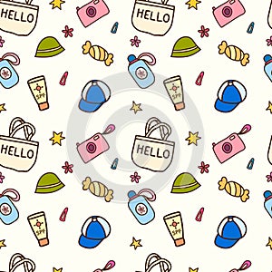 Element of raveling hand drawn doodle seamless pattern bg