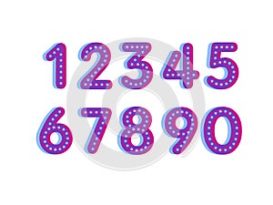 Element set of ten numbers form zero to nine, number flat design