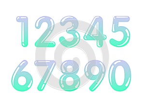 Element set of ten numbers form zero to nine, number flat design