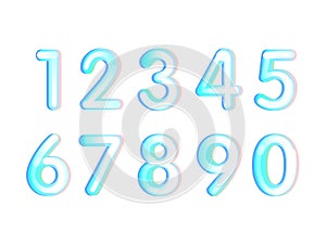 Element set of ten numbers form zero to nine, number flat design