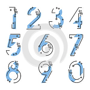 Element set of ten numbers form zero to nine, number flat design