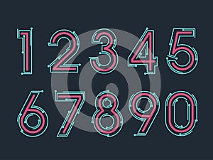 Element set of ten numbers form zero to nine, number flat design