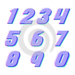 Element set of ten numbers form zero to nine, number flat design photo