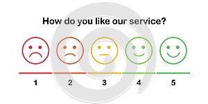 Element of UI design for client service rating. Set of the outline smiles with different emotions from sad to happy. Emoticons