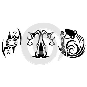 Element of the zodiac signs Air Gemini, Libra, Aquarius. Set of graphic signs. Design element for horoscope