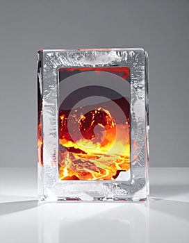 Elemental Contrast - Volcanic Lava Framed in Ice