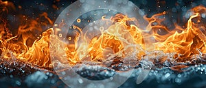 Elemental Dance: Flames Meet Ocean Waves. Concept Dance Performance, Elemental Fusion, Fire and