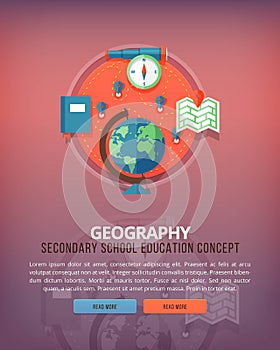 Elementary and academic science. Geography study. Education and science vertical layout concepts. Flat modern style.