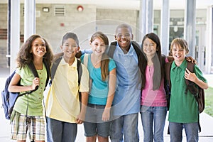 Elementary school class outside