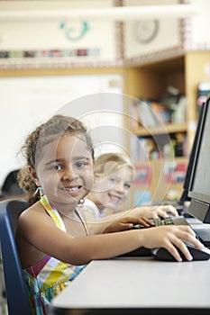 Elementary School Pupil In Computer Class