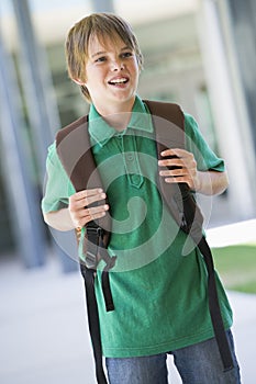 Elementary school pupil outside