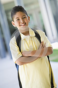 Elementary school pupil outside