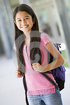 Elementary school pupil outside