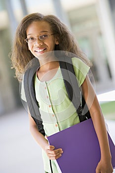 Elementary school pupil outside